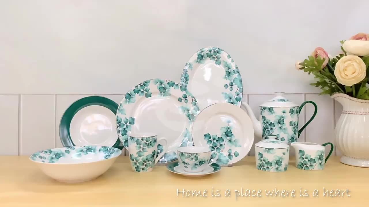 Factory 20pcs New Design Flower Ceramic Dinner Sets Lovely Rabbit Decal