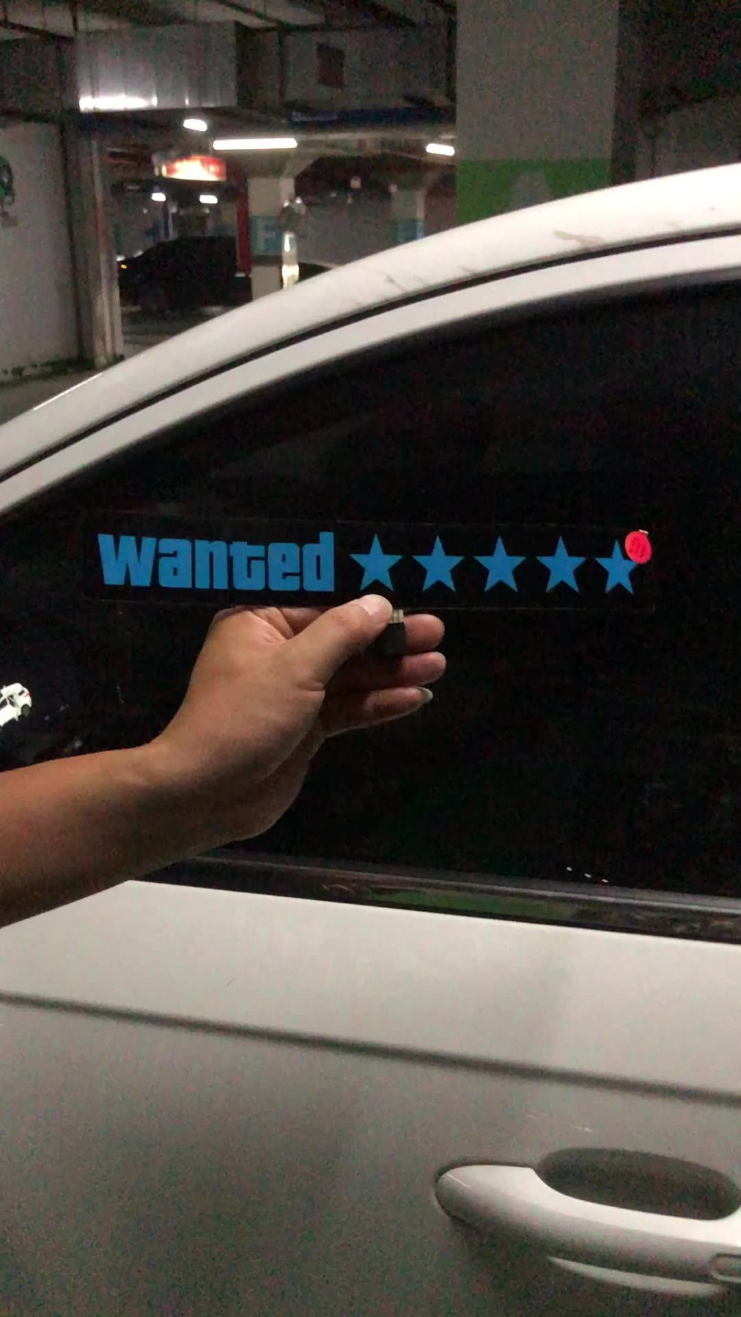 Custom Car Window Backlit Wanted Wanted 5 Star Led Sticker Panel Car