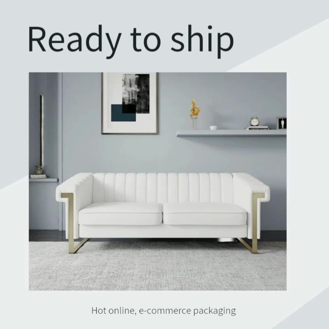 Nordic Design White Velvet Tufted Sofas Loveseat Living Room Long Couch