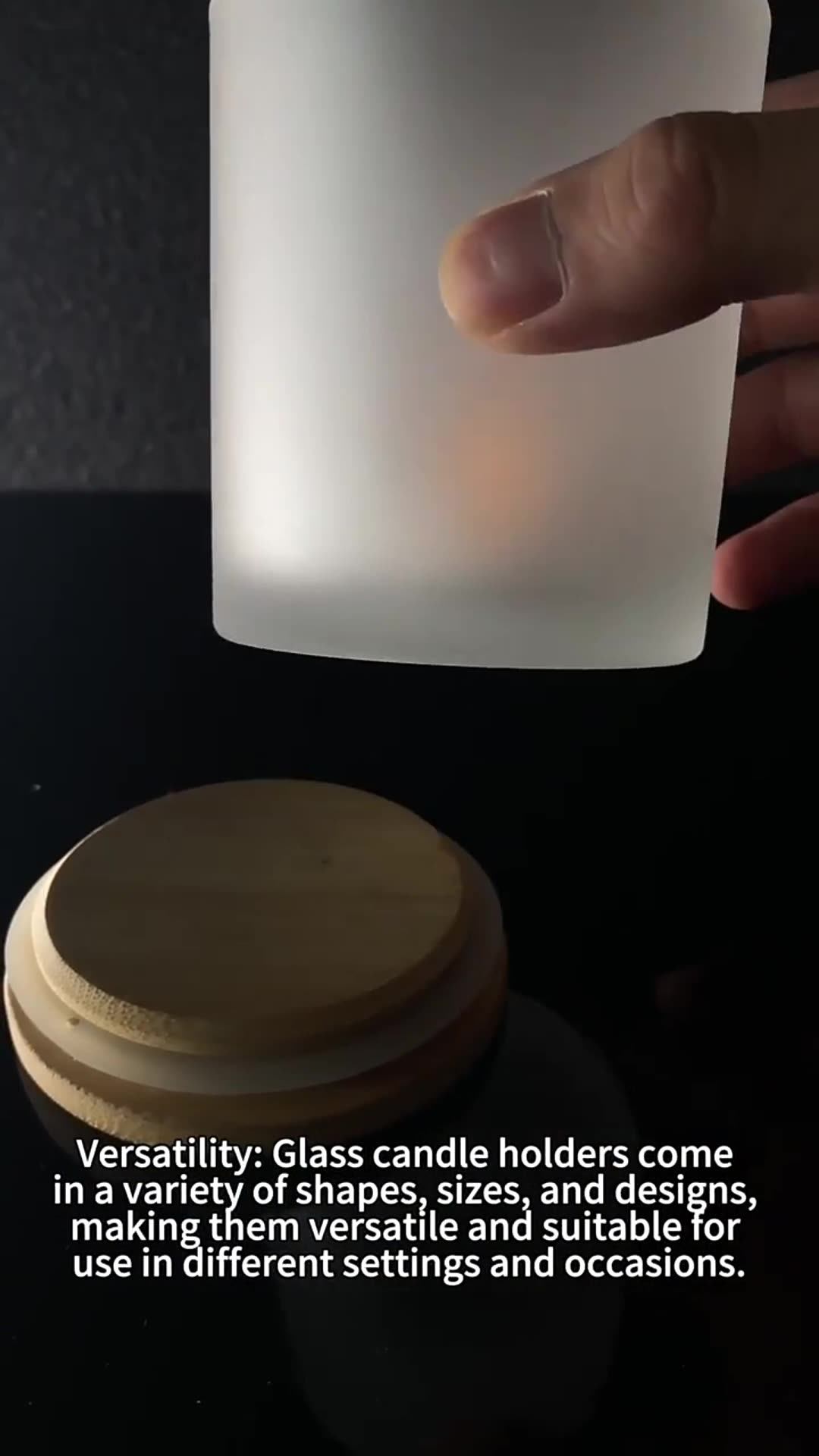 300ml Frosted White Glass Candle Jar With Wood Lid 10oz Frosted White