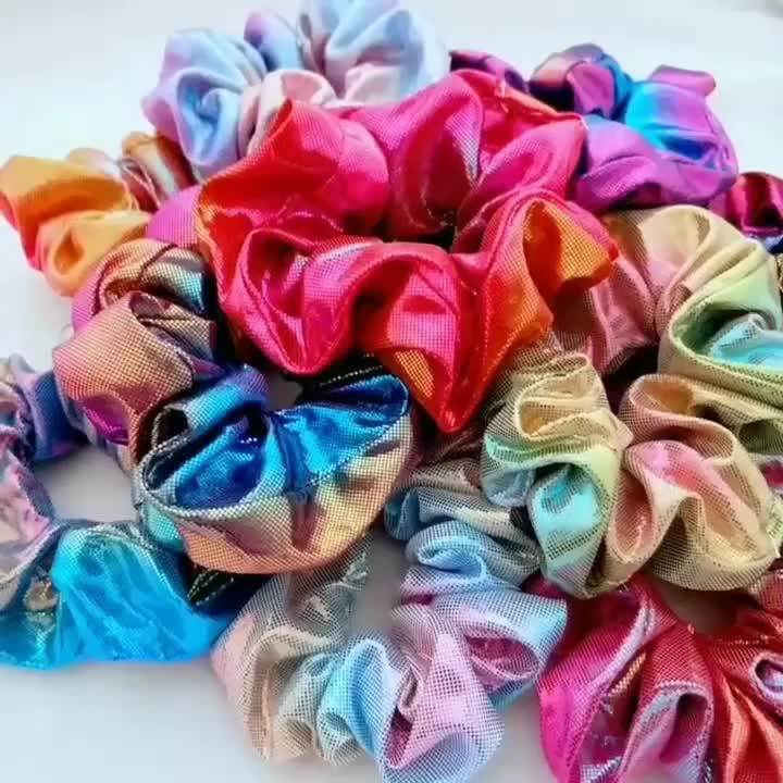 Rainbow Metal Hair Bands Hot Stamping Doublecolor Escherichia Coil Headdress Flower Shiny Hair