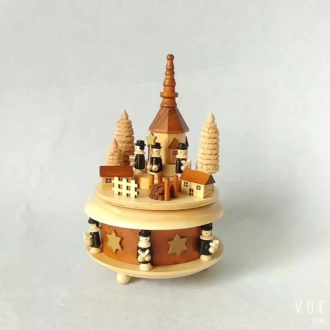 Wooden Craft Music Boxes Church For Christmas Home Decorations Buy