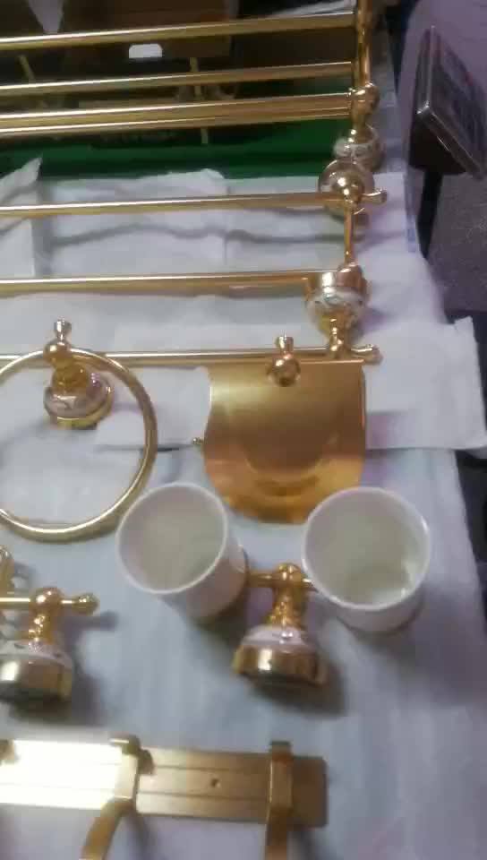 Fapully High Quality 13 Units Gold Cheap Aluminum Bathroom Accessories