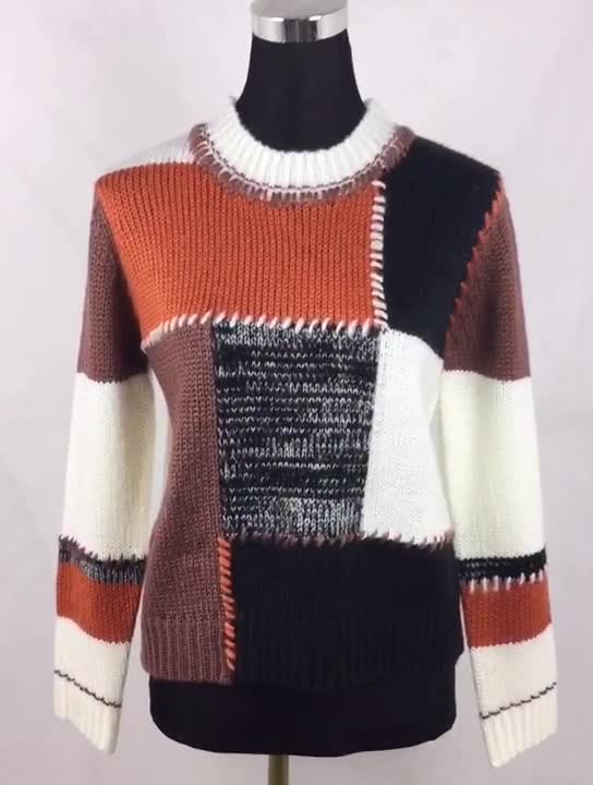plaid knit sweater
