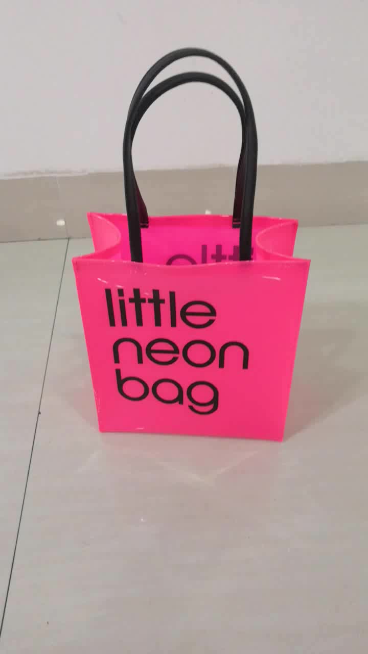 Small Shoulder Tote Bag Clear PVC Neon Pink pink