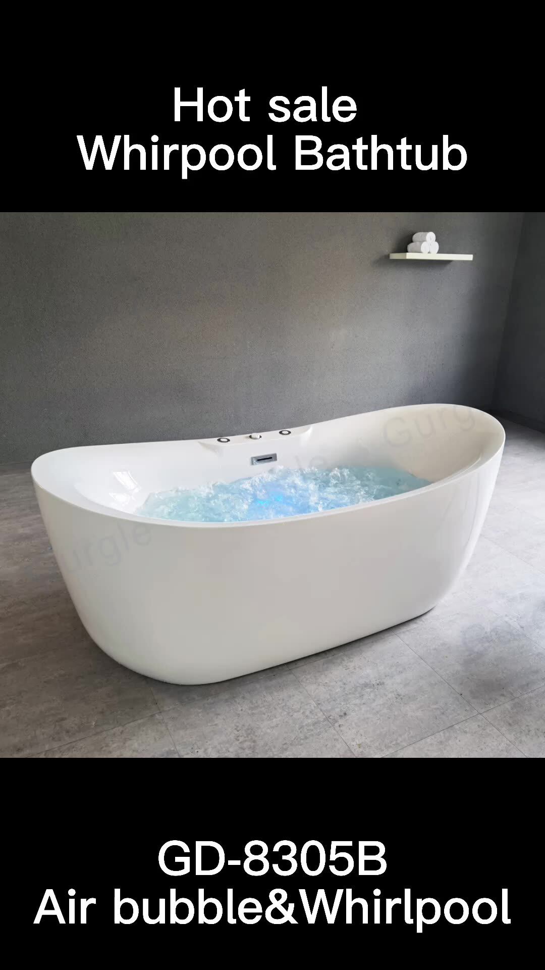 Modern Design Acrylic Freestanding Whirlpools Bathtubs Hotel Massage