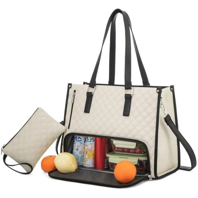 Explosive Fashion Women's Handbag Women's Large Capacity Insulation Bag Office worker Lunch Box 2 in 1 Crossbody Computer Bag