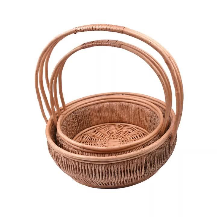 Wholesale Round Handheld Storage Basket / Debris Basket/handmade