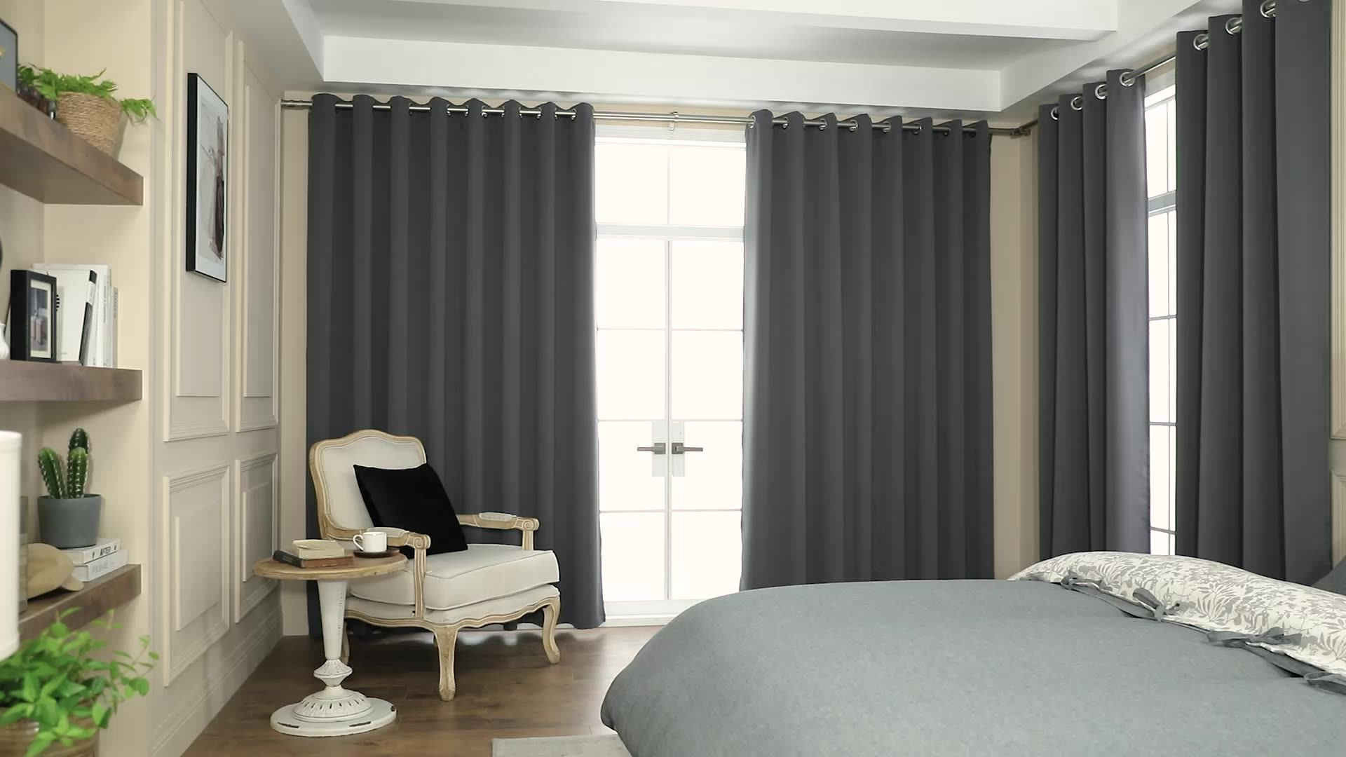Gray Blackout Curtains Drapes For Bedroom Thermal Curtains Grommet