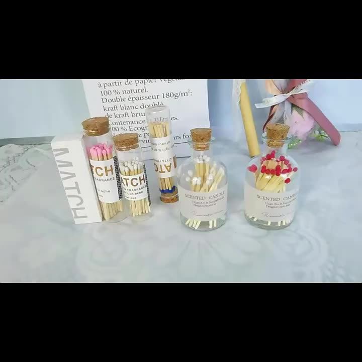 New Custom Colorful Match Sticks In Glass Jar Bottle Matches Wooden