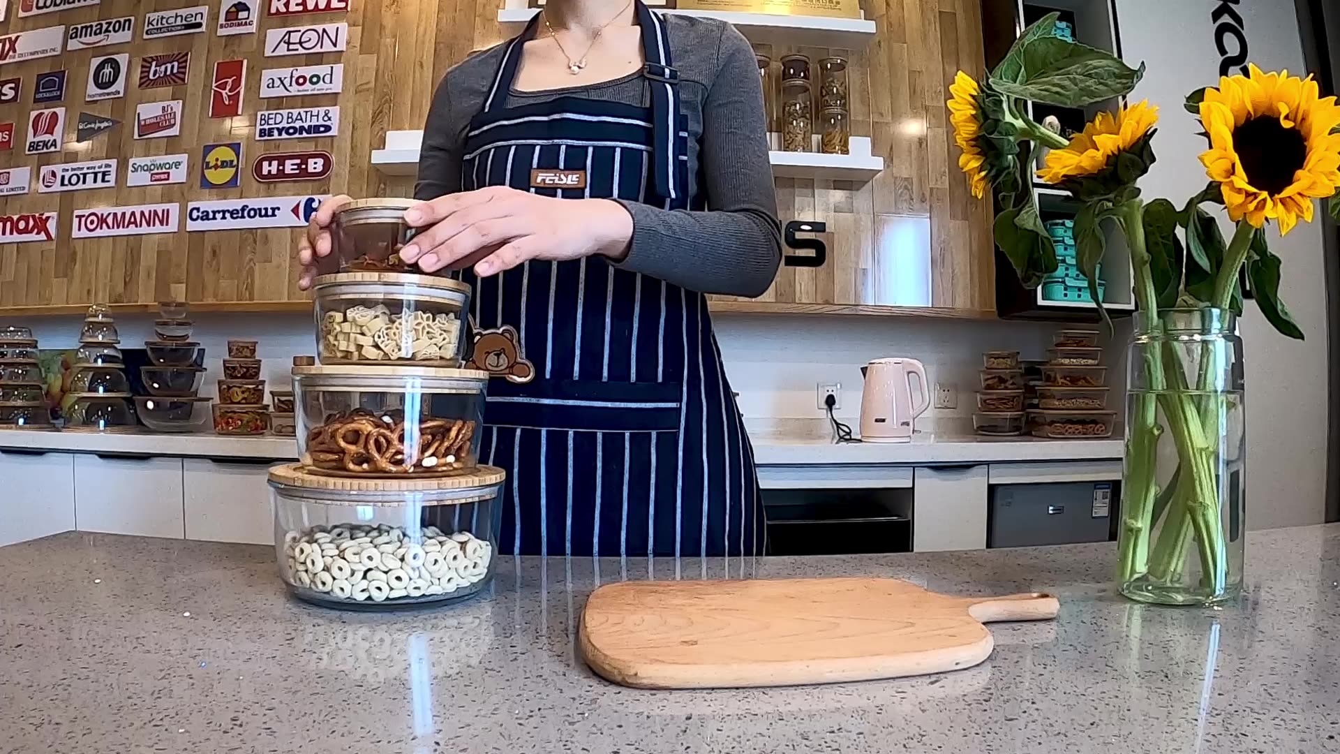 Kitchen Glass Food Storage Container/box Bamboo Wood Lid Buy Glass