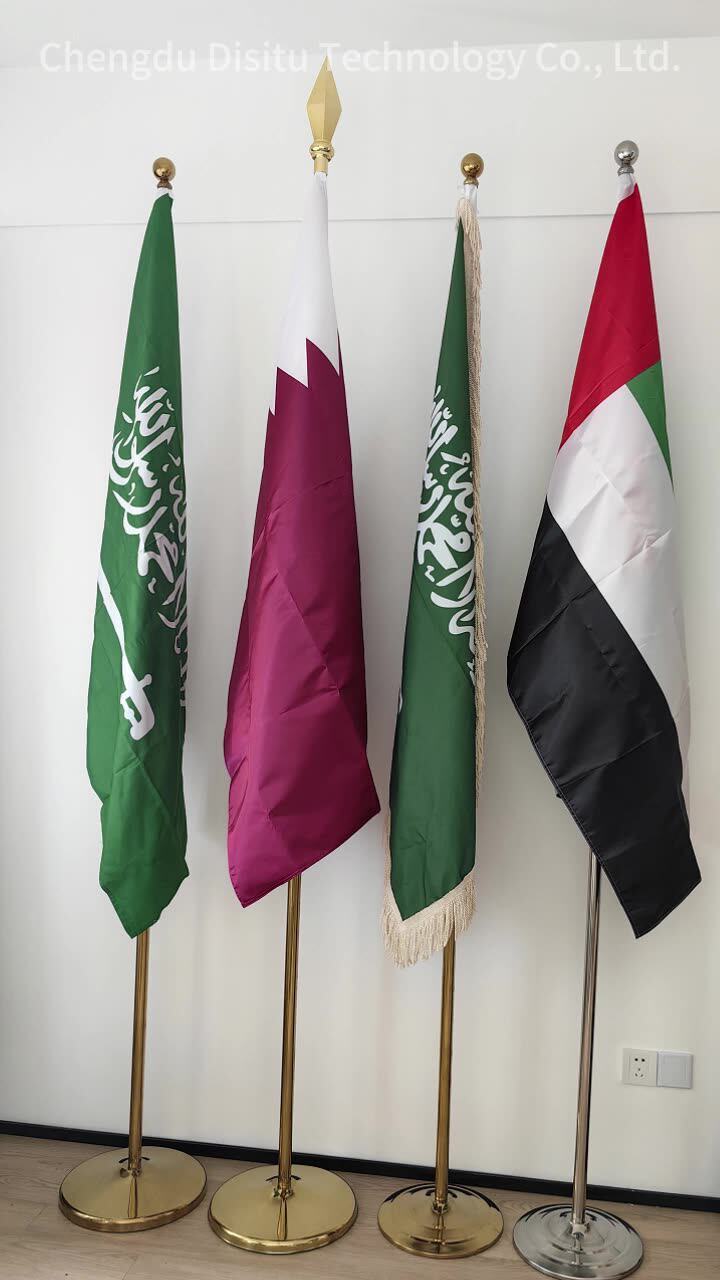 Lot de 2 mâts de drapeau d'intérieur avec base, 200 cm-252 cm surélevé et