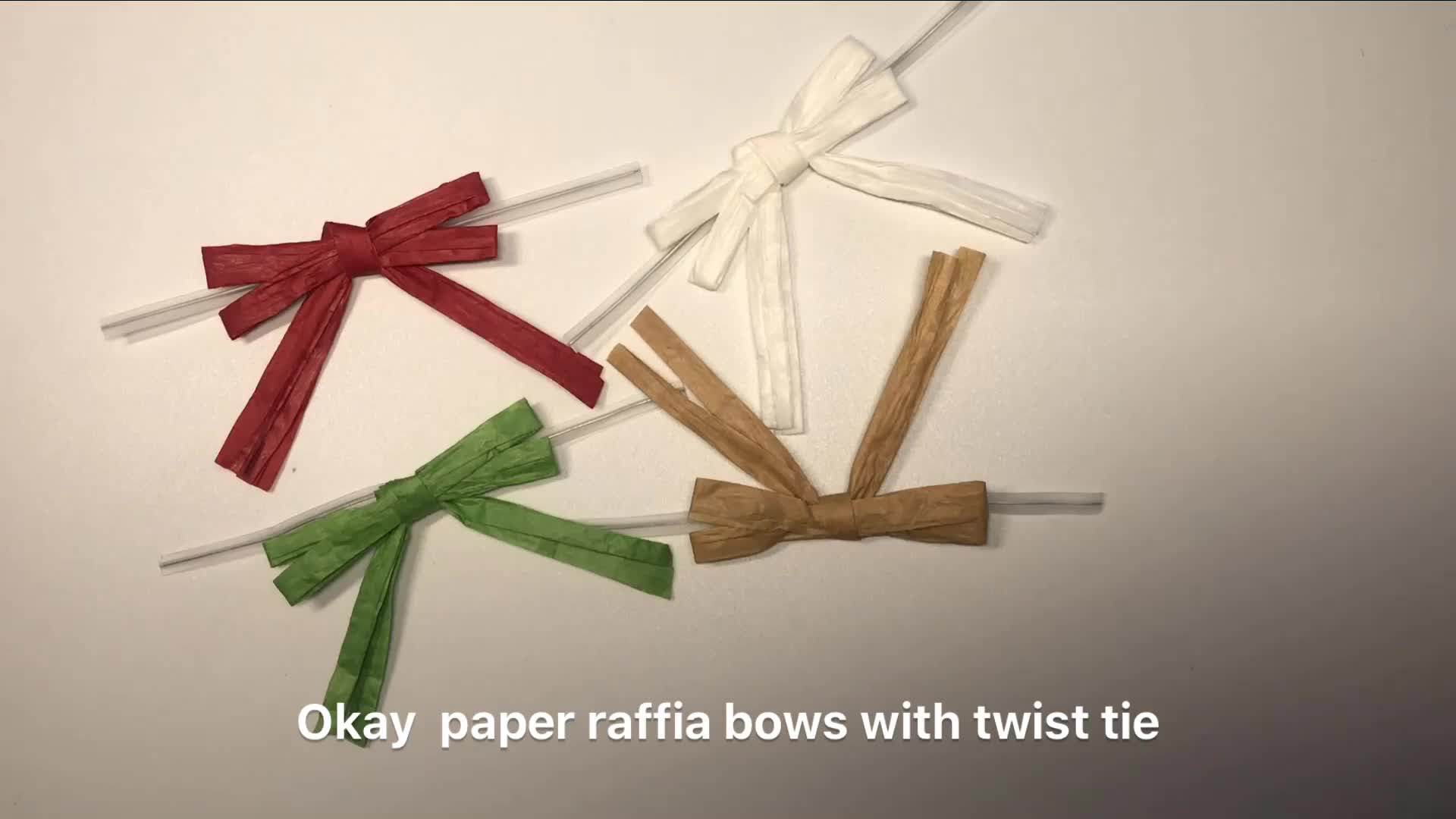 Custom 2 Inch Red Paper Raffia Twist Tie Bows Buy Pre Tied Raffia