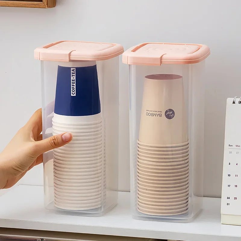 Disposable Cup Storage Box Dust-Proof Tea Room Countertop Storage Bucket for Paper Cups New Cup Taker Cup Holder