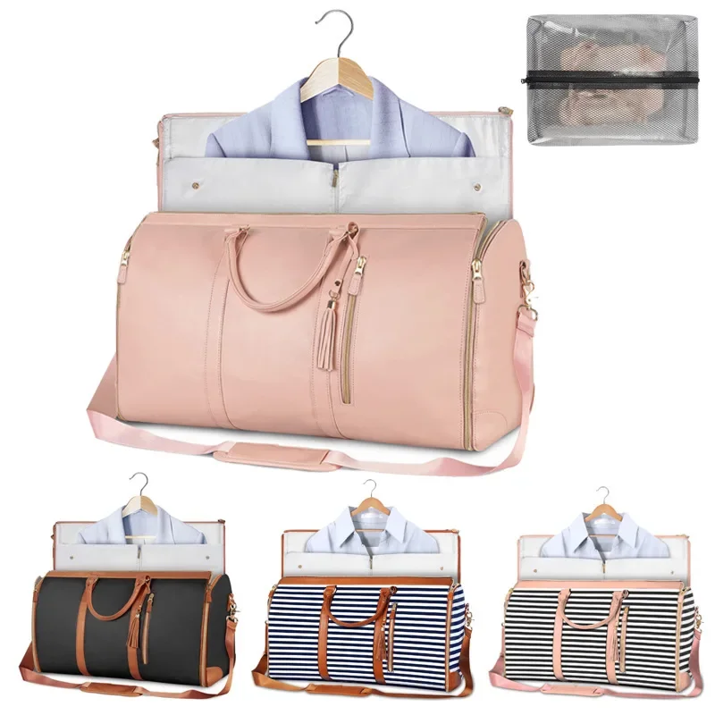 in stock Amazon Cross-border Travel Convenient Carry-on Clothing Bag Large PU Leather Duffel Bag Black Fashion