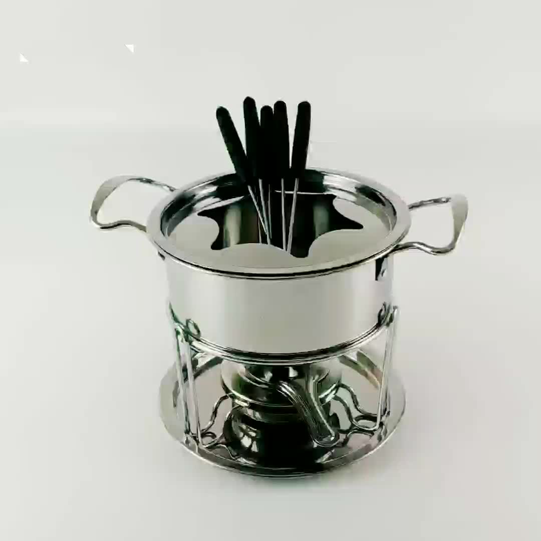 Swissmar Home Presence Stainless Steel Fondue Set Metal Pot With Fuel
