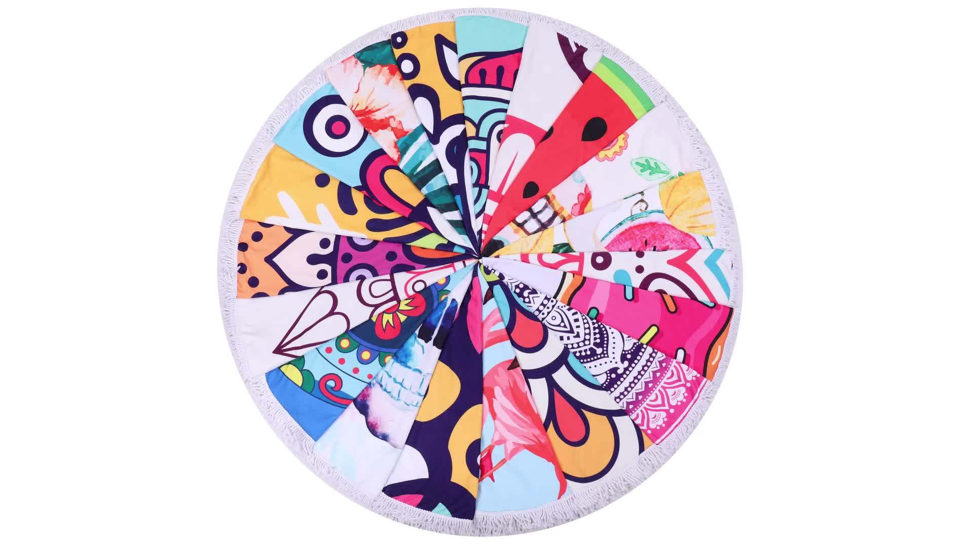 Amazon Top Seller 2018 Colorful Digital Printing Circle Beach Towels