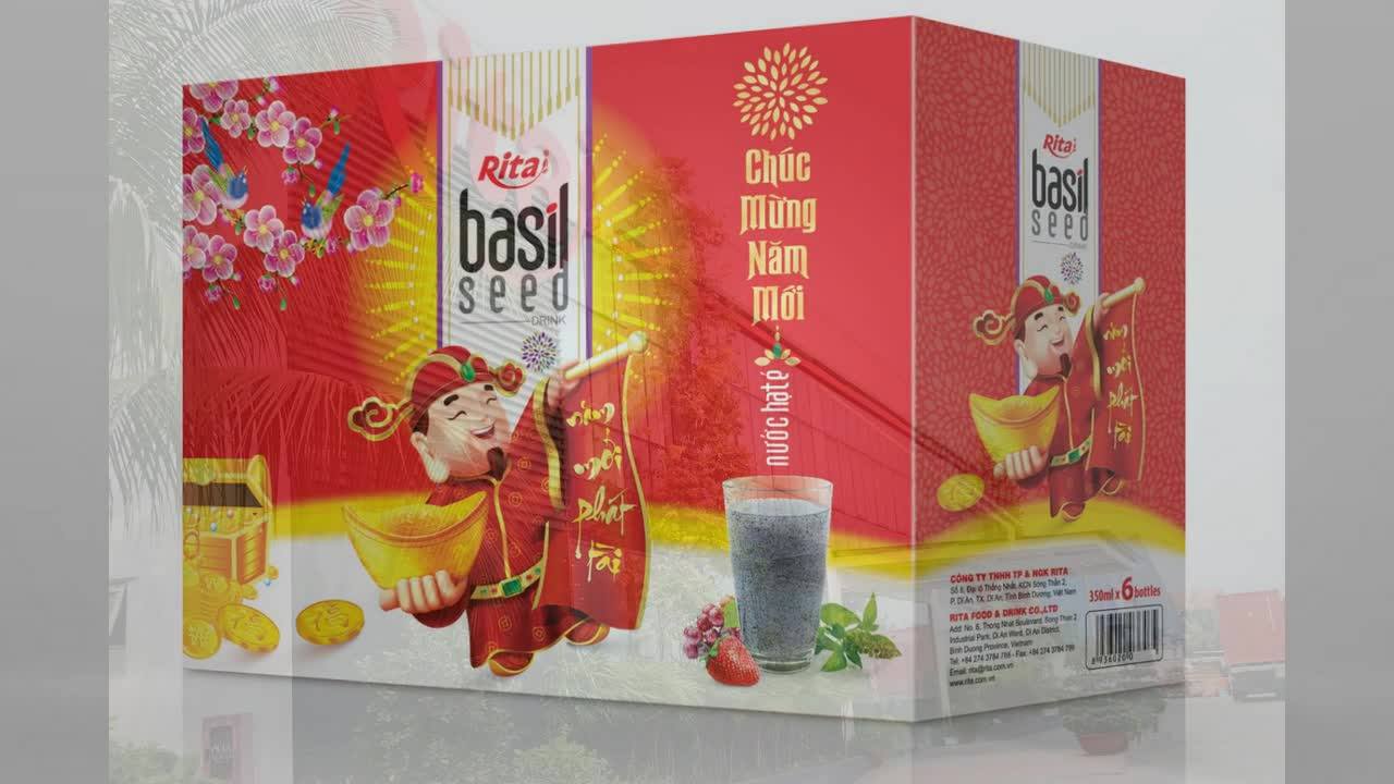 Thailand Soft Drink 330ml Glass Bottle Apple Flavor Chia Seed Drink