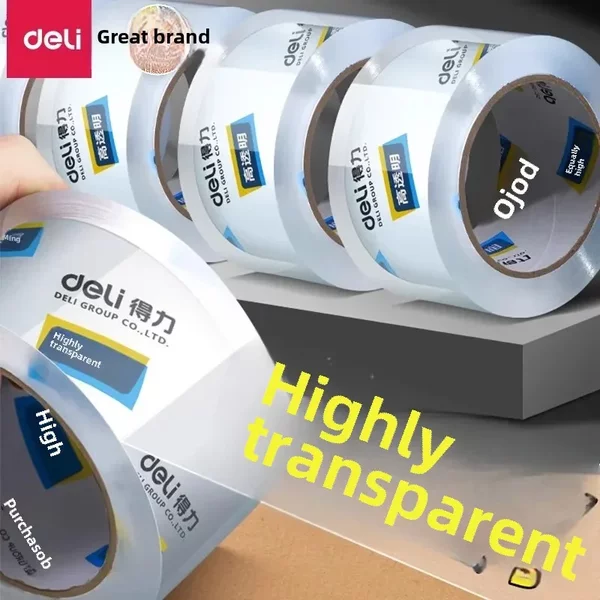 Deli Tape Supermarket Transparent Sealing Tape Large Roll Courier Packing Tape High Adhesive Not Easy to Break Tape 30246