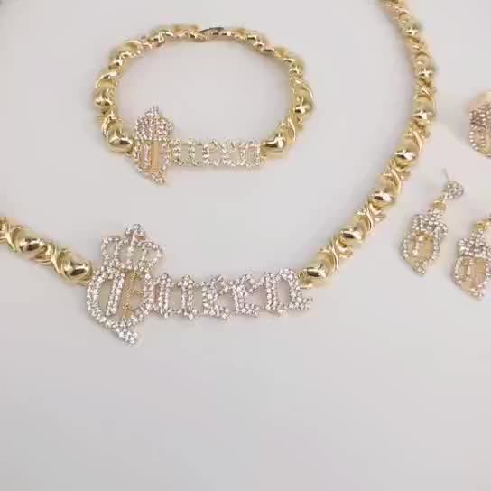T0262 High Quality 18k Goldplated Women's Xo Jewelry Set Queen Crown
