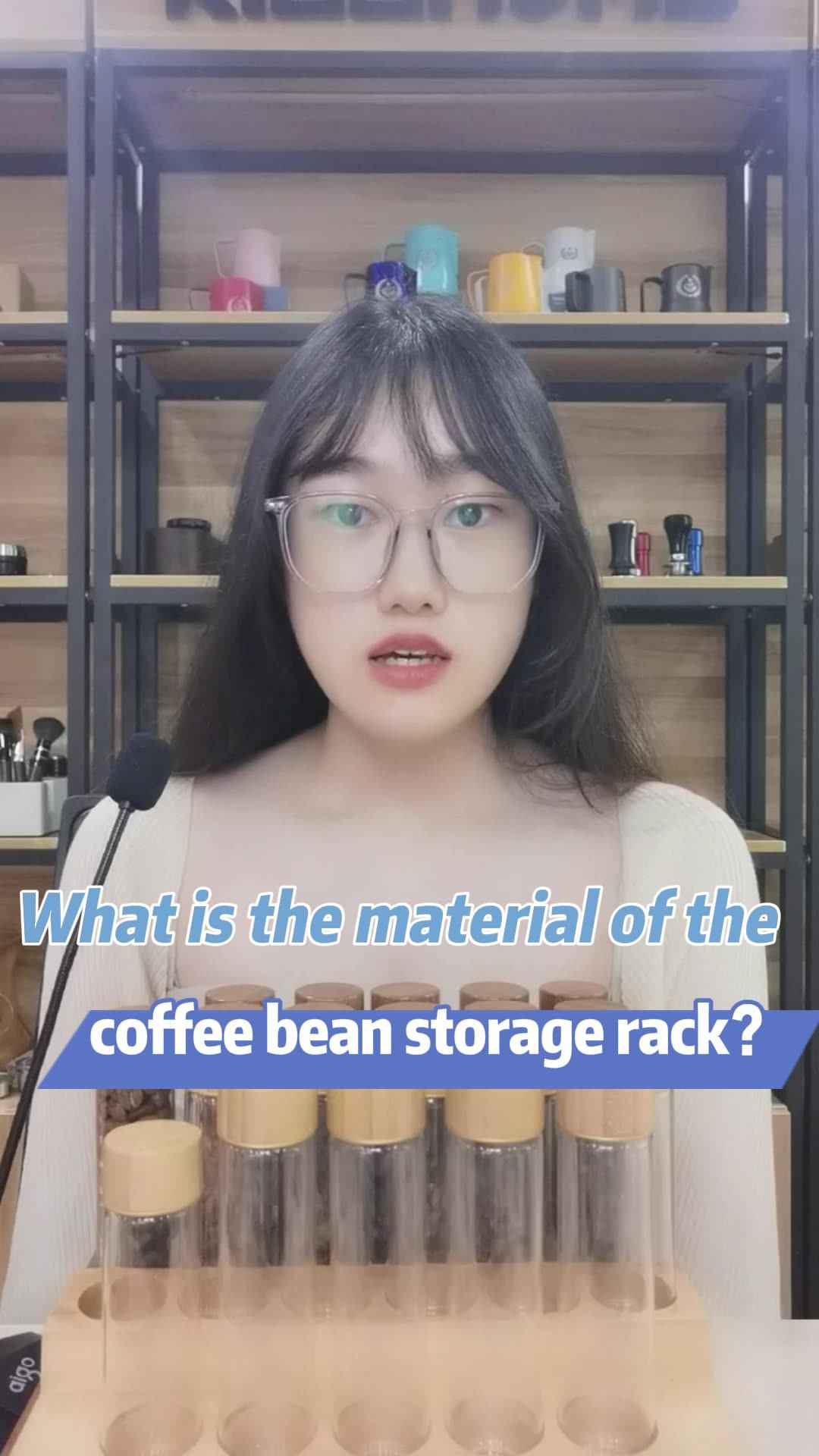 6pcs Glass Test Tubes Container Wooden Barista Set For Coffee Bean