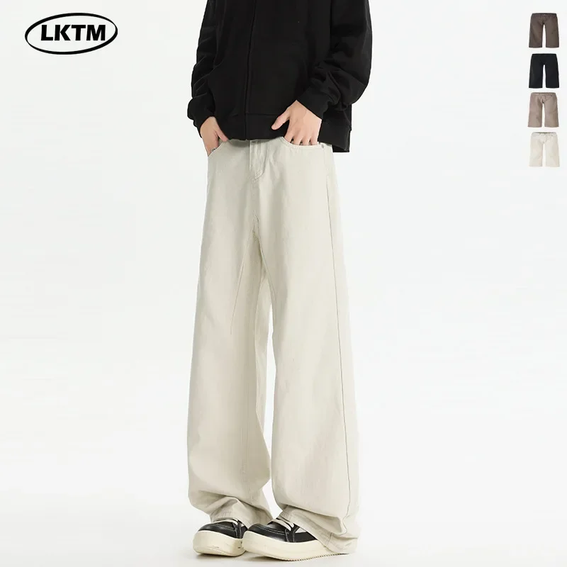 Spring new cleanfit white casual pants for men and women versatile slim straight trousers