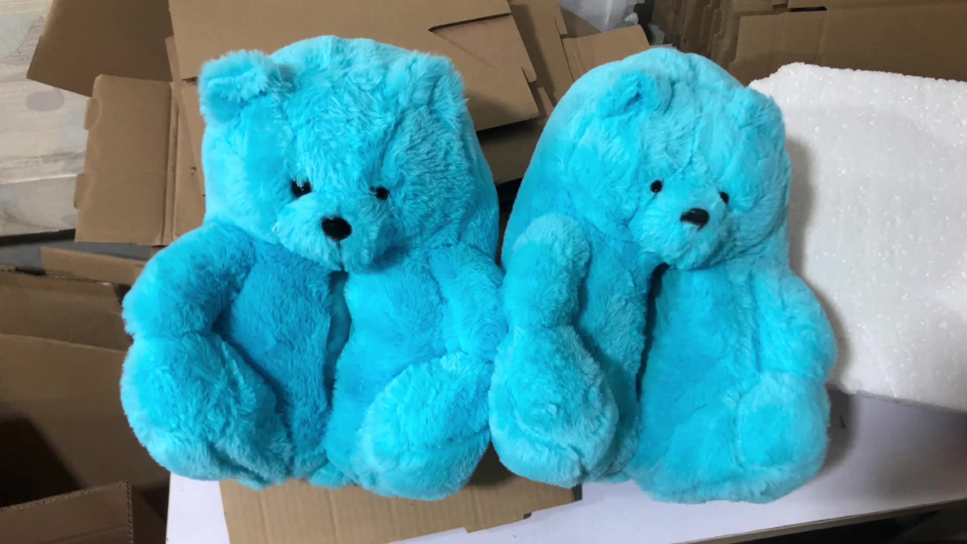 Blue Teddy Bear Slippers For Women 2021 New Arrivals Furry Bear Slippers Shoes Buy Blue Teddy