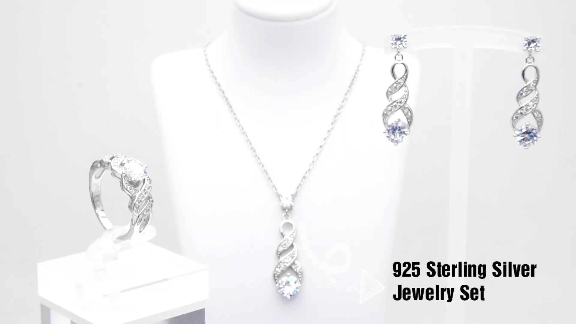 Dubai 925 Sterling Silver 3a Cubic Zirconia Rhodium Plating Fashion