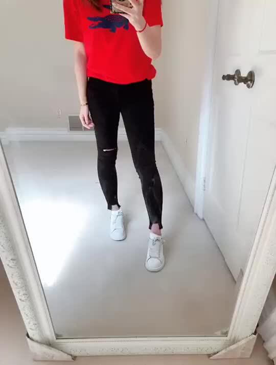 Self-retention 2 years Korea diet women's black hole smoke pipe pants jeans stretch magic pants 19 new thin