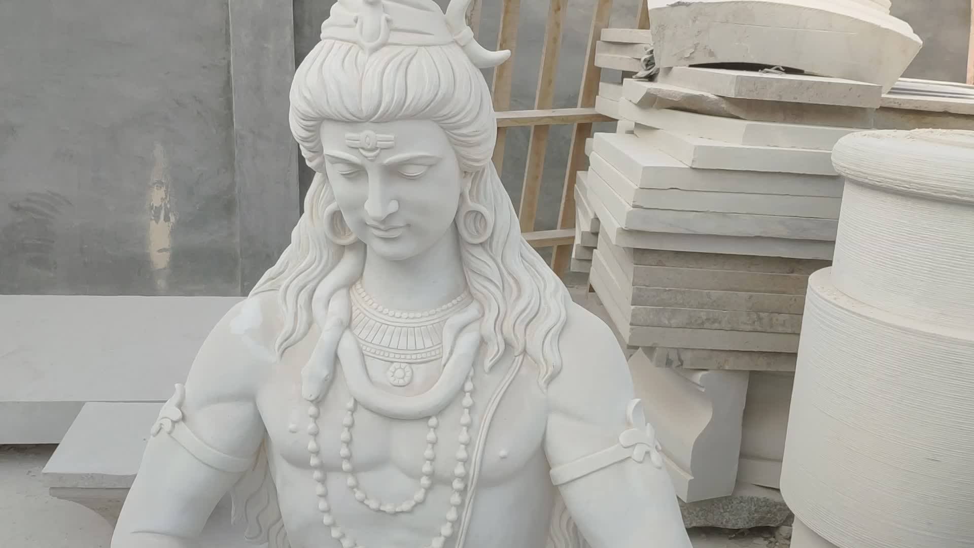 Garden Life Size White Marble Stone Hindu God Meditating Lord Shiva