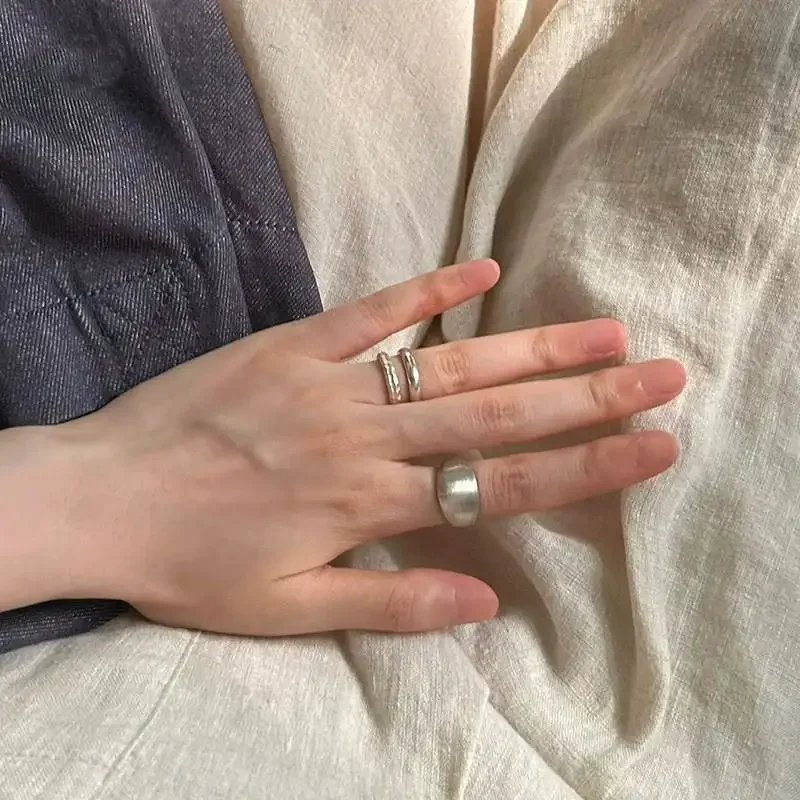 Geometric matte small design adjustable ring