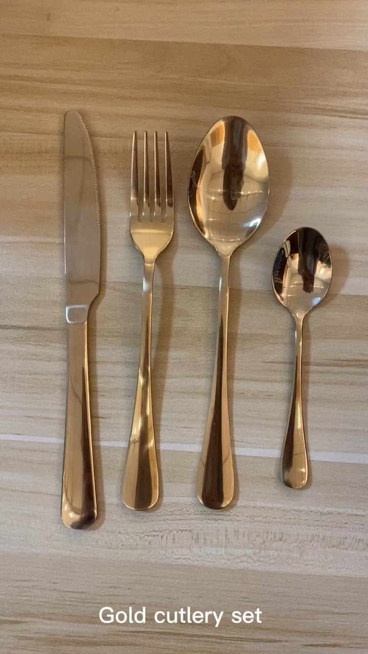 Reusable Restaurant Stainless Steel Bulk Gold Pvd Coating Cutlery