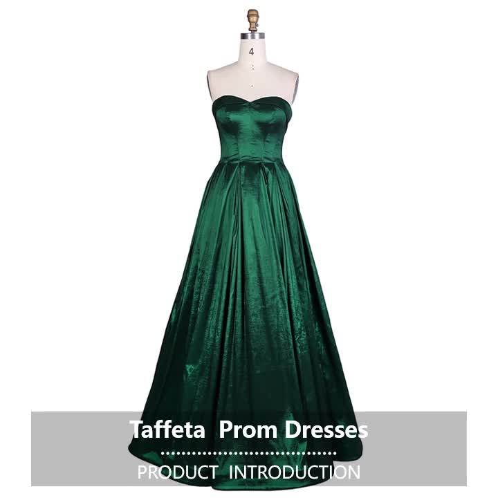 Western Style Emerald Green Color Stretch Taffeta Strapless Prom