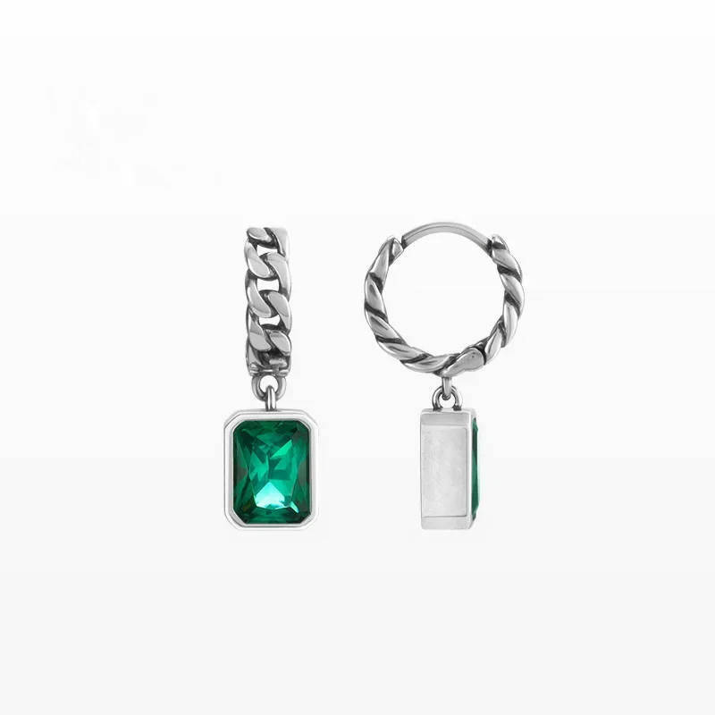 Geometric square green retro fashionable elegant earrings with…