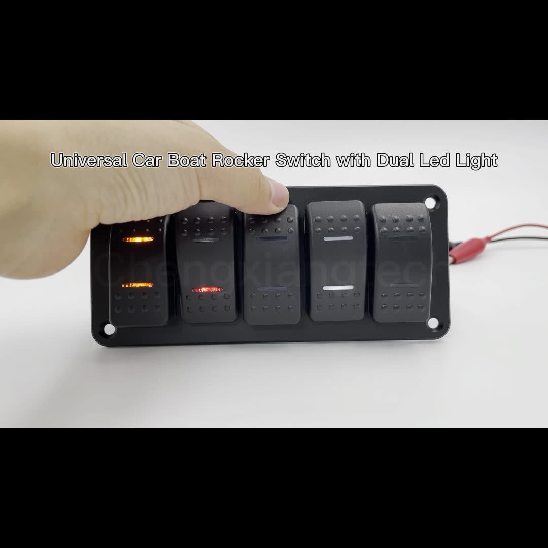 2 Interruttori A Leva Illuminati 12V LED SPST ON-OFF Per Auto, Barca E Inverter - Colore Nero E Blu, Foro 20mm, 16A - 2