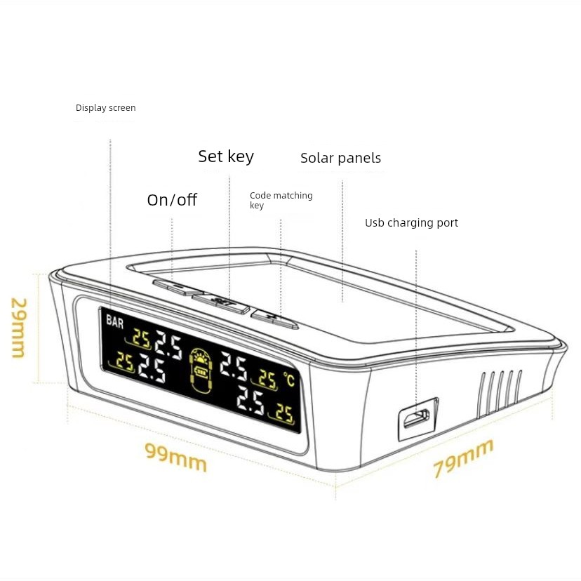 Continental Tire Pressure Monitor Sensor Universal Car Tire Detector Solar-Powered High-Precision Digital Display