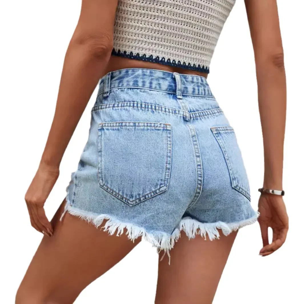 27--35863#Amazon Cross-border European and American Foreign Women's Fashion Trend Personality Hole Denim Short