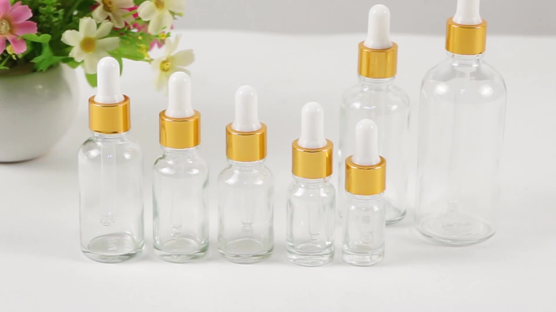 Transparent 10ml 15ml 30m 50ml 100ml Attar Perfume Gold Dropper