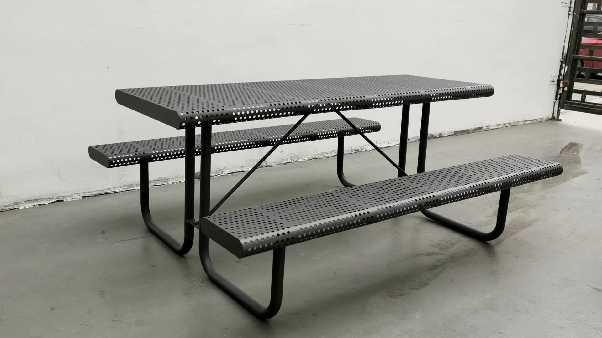 Powder Coated Metal Outdoor Picnic Bench Table Set Buy Outdoor Bench