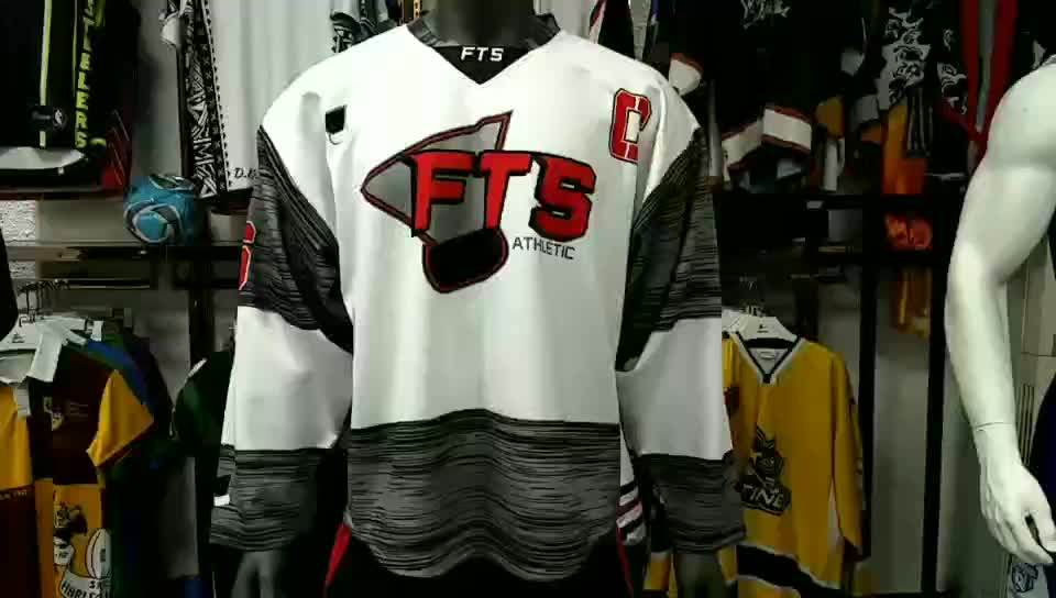 Full Sublimation Printed Mesh Long Sleeve Ice Hockey Jersey Hockey Wear