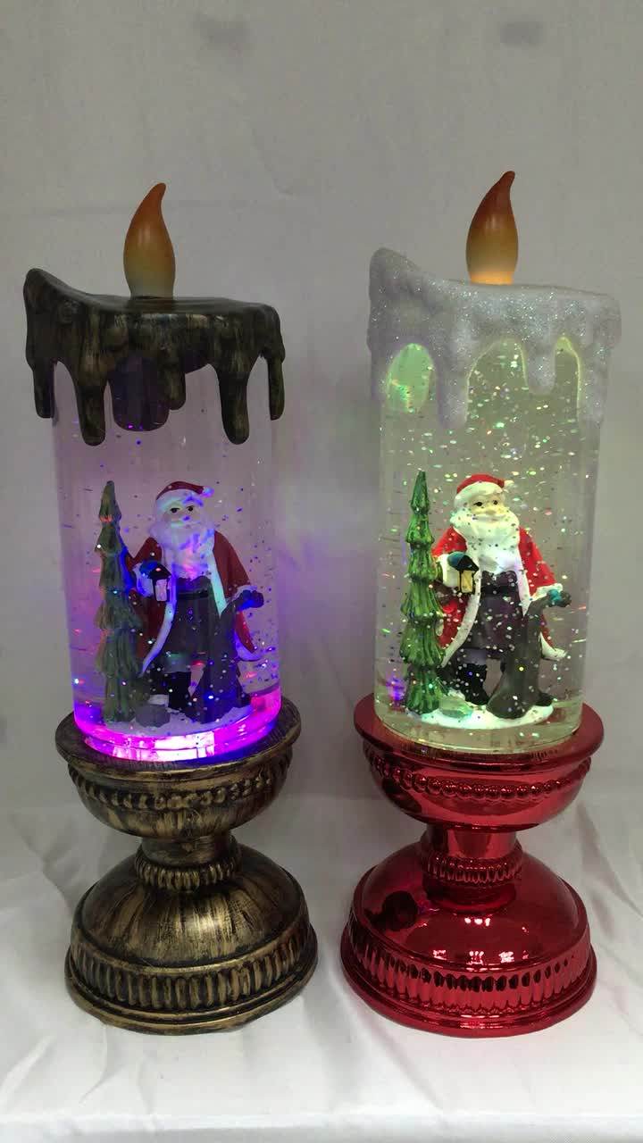 Santa Clause And Christmas Tree Scene Water Spinning Glitter Liquid