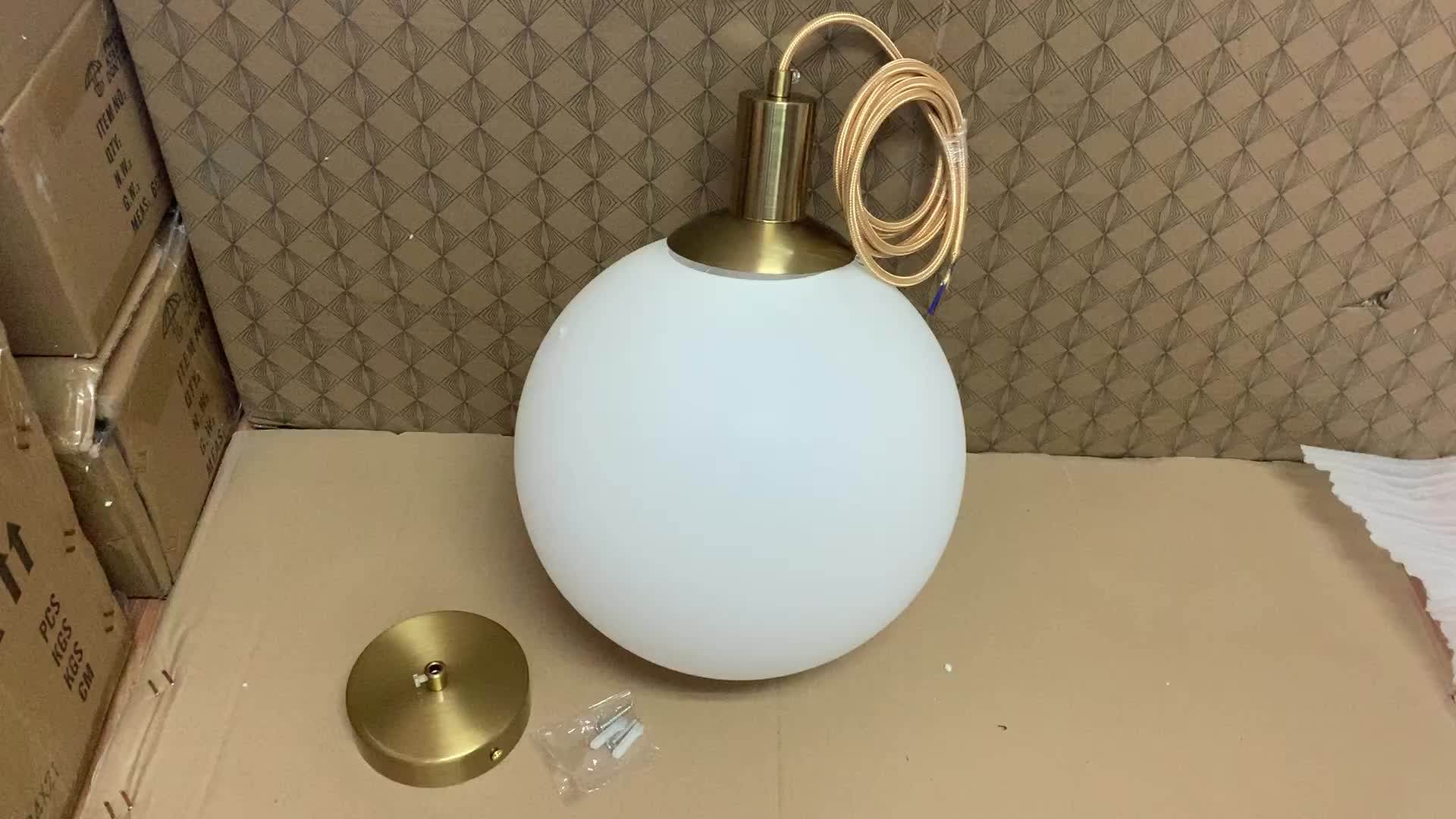 Nordic Pendant Chandelier Frosted Glass Lamp Ball Shape Hanging Light