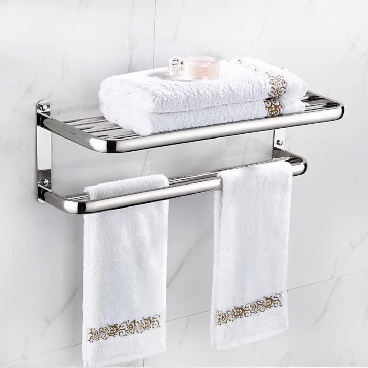 Hotel Style Stainless Steel 304 Wall Mounted Dual Tiers Towel Rack ...