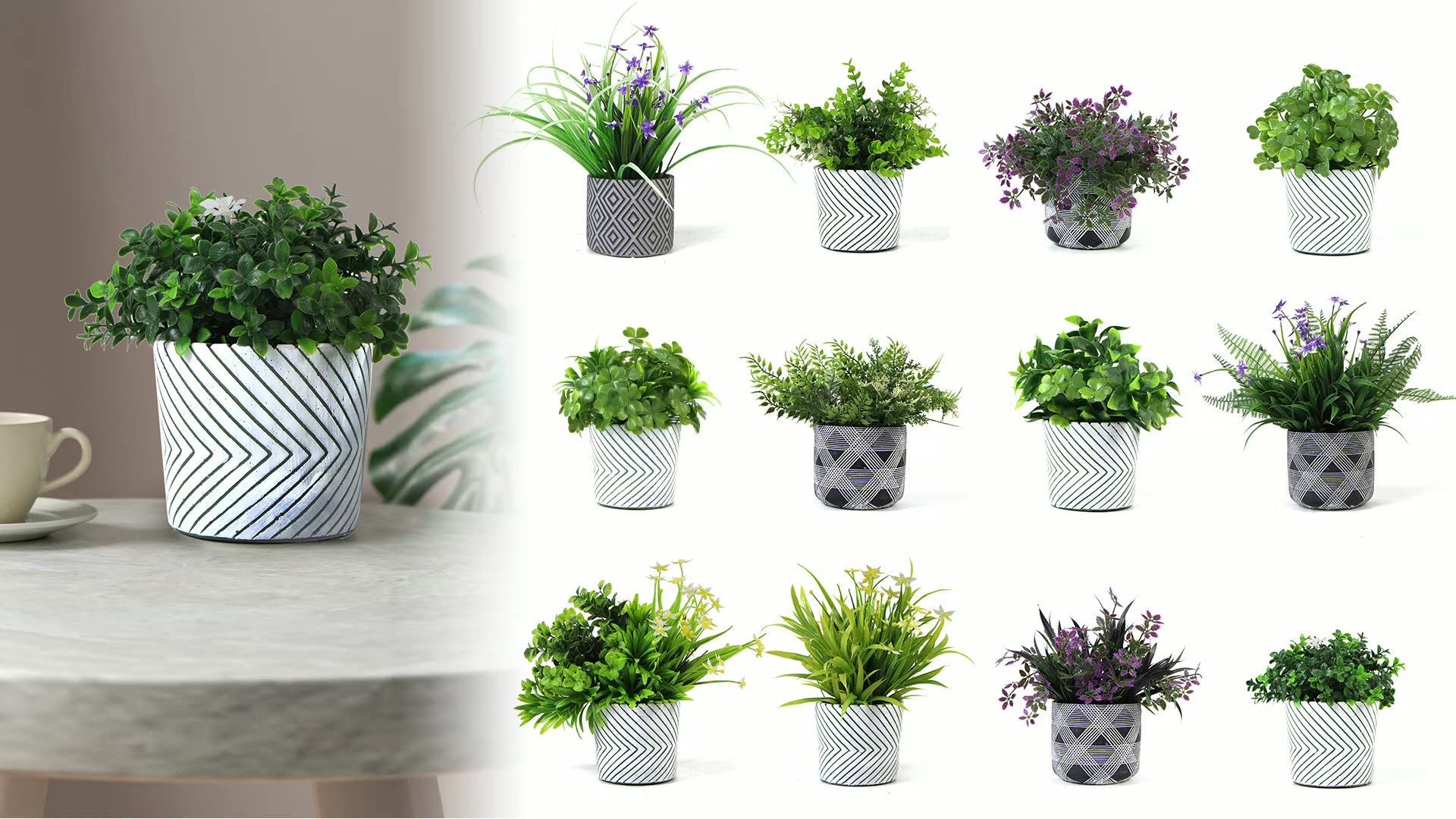 Artificial Faux Foliage Potted Mini Plant Flower Topiary Ball Buy