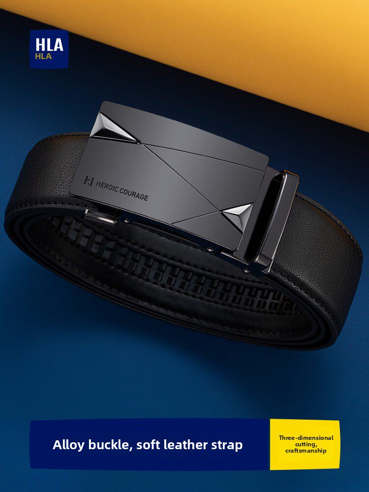 Heilan Home Men's Genuine Leather Belt Business Brand Belt Trendy Versatile New Style Cowhide Young Men's Casual Belt