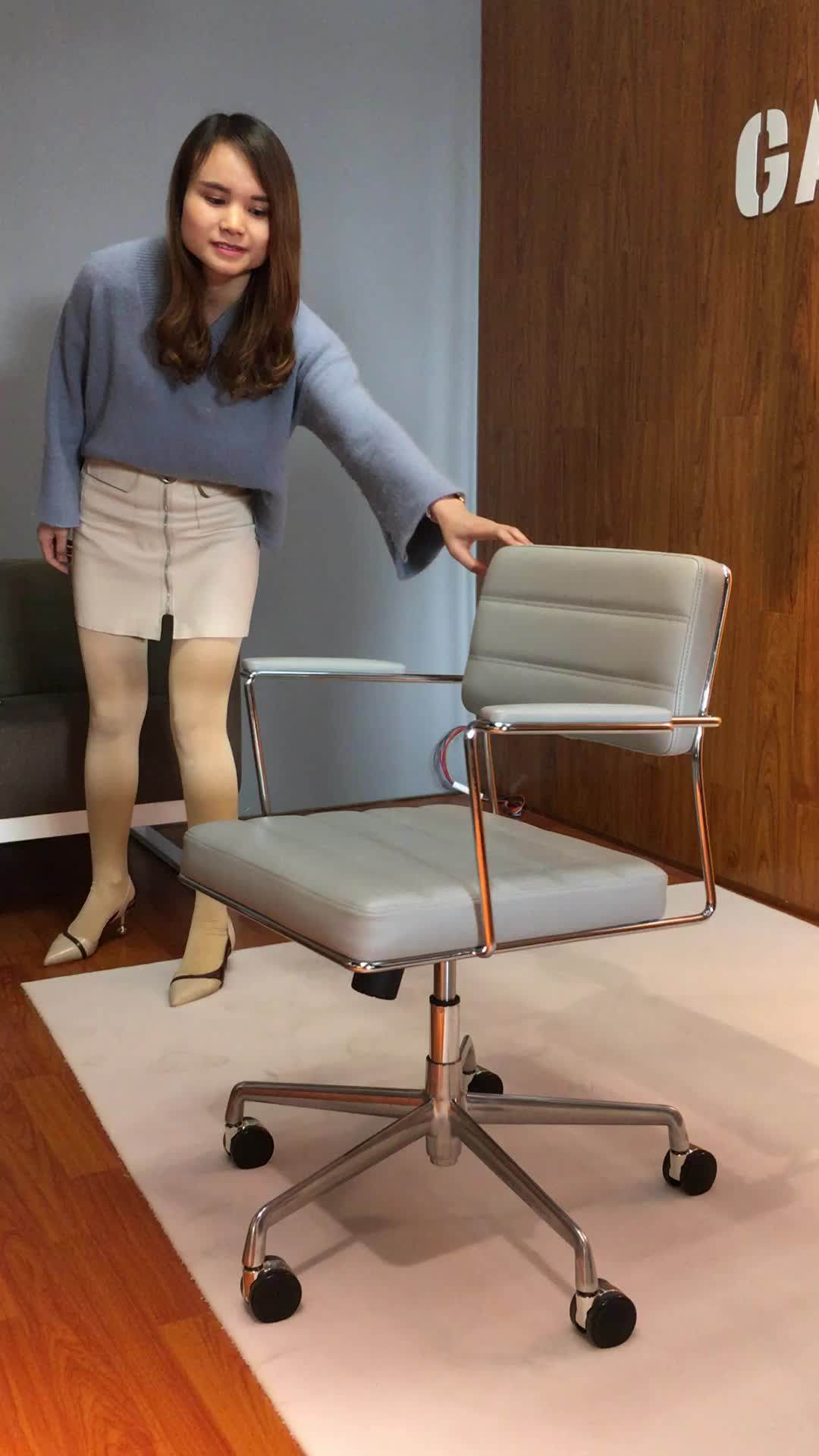 Solid Steel Aluminum Base Genuine Leather Guangdong Office Chair - Buy