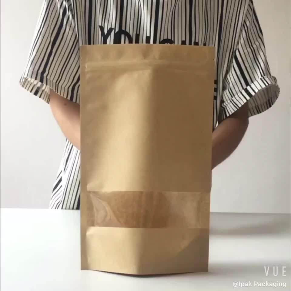 Custom Biodegradable Brown Kraft Paper Foil Stand Up Bag For Potato