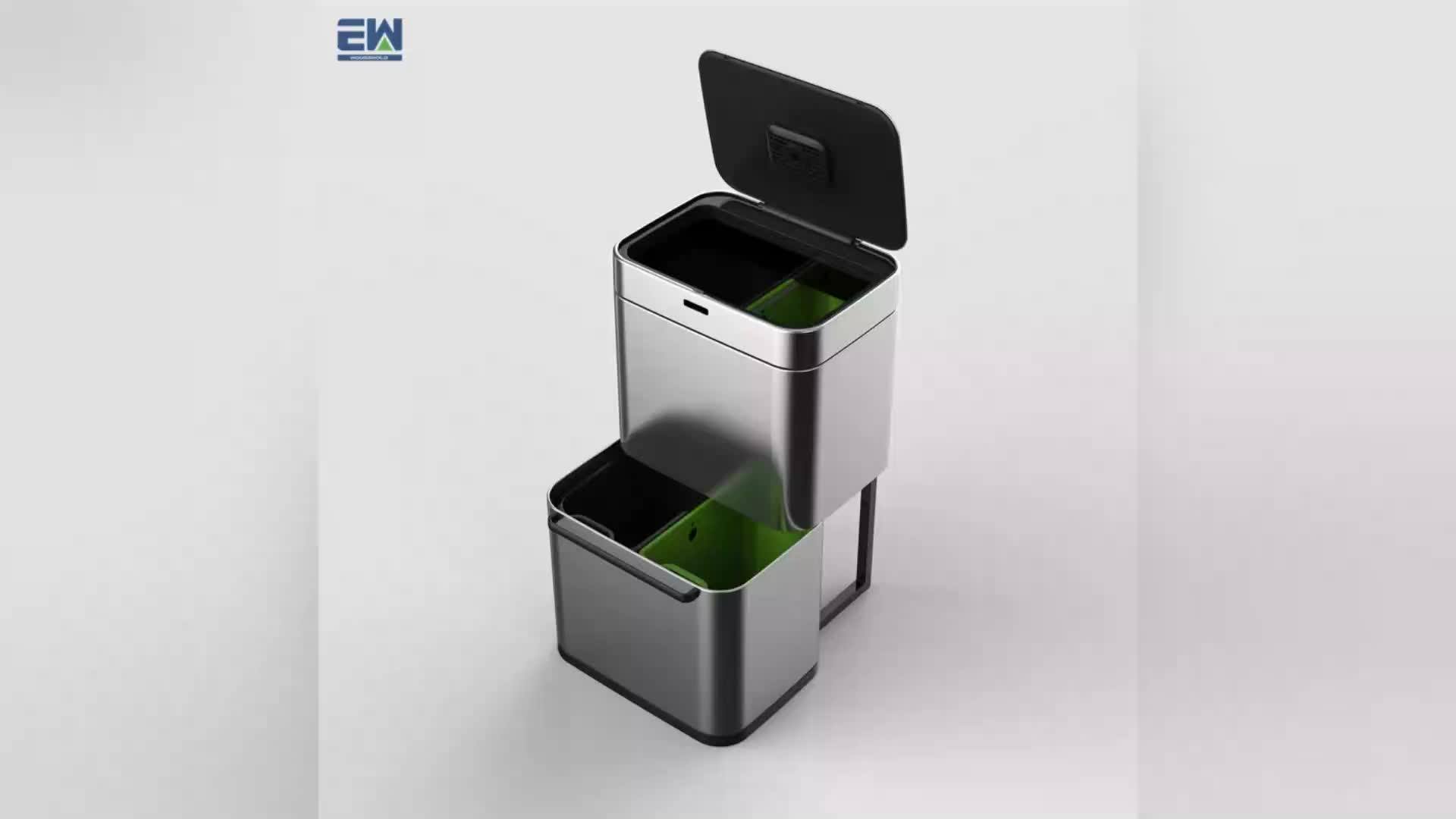 Ew Newest Design Intelligent Sensor Recycling Bin House Use Stainless