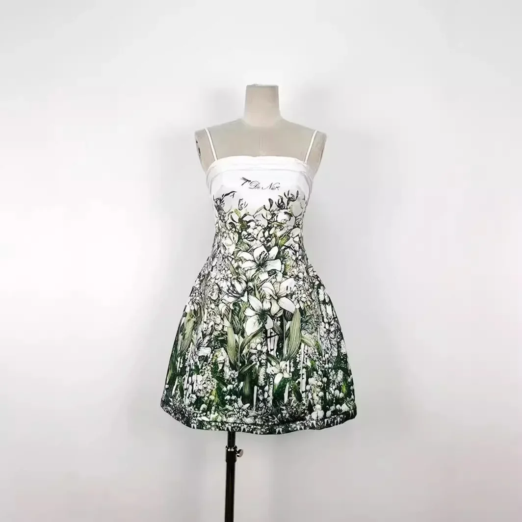 Đầm maxi nữ thắt eo cổ tròn in họa tiết — Màu như ảnh chi tiết 8