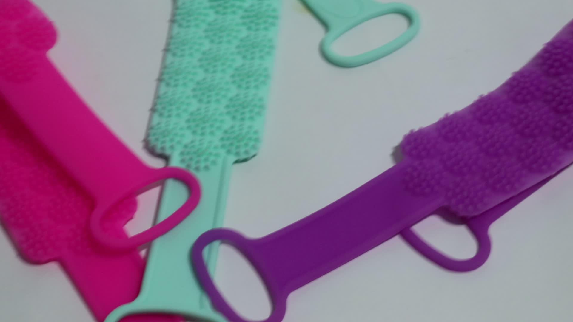 Long Silicone Bath Brush,Exfoliating Long Silicone Skin Scrubber,Easy